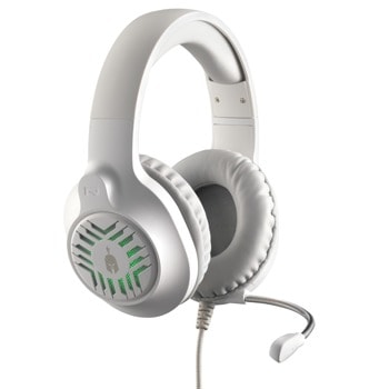 Слушалки Spartan Gear Medusa White, микрофон, AUX, USB, гейминг, 50mm размер на говорителите, LED подсветка с 7 цвята, бели | JAR Computers Spartan Gear Medusa White 069486