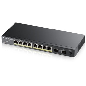 Суич ZyXEL GS1100-10HP v2 (GS1100-10HP-EU0102F), 1000Mbps, 10 порта, 8x 10/100/1000 Base-T PoE, 2x SFP | JAR Computers Zyxel GS1100-10HP v2 GS1100-10HP-EU0102F