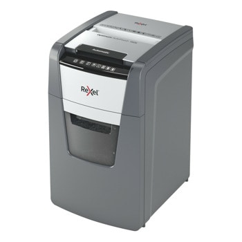 Шредер Rexel Optimum AutoFeed+ 150X, до 8 листа А4, раздробява хартия/карти/кламери/телчета, кошче за отпадъци с обем 44 литра | JAR Computers Шредер Rexel Optimum AutoFeed+ 150X 2020150XEU