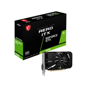 Видео карта Nvidia GeForce GTX 1630, 4GB, MSI GeForce GTX 1630 AERO ITX 4G OC, PCI-E 3.0, GDDR6, 64-bit, DisplayPort, HDMI, DVI-D | JAR Computers MSI GeForce GTX 1630 AERO ITX 4G OC