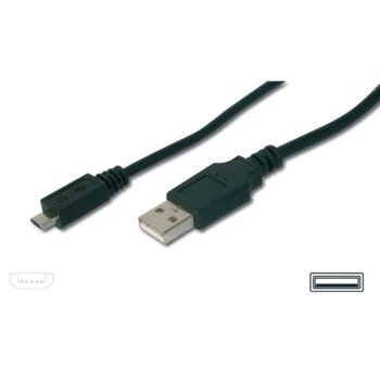 Кабел АSSMANN AK-300110-030-S, USB A(м) към USB Micro B(м), 3m, черен | JAR Computers АSSMANN AK-300110-030-S USB A(м) to USB Micro B(м)