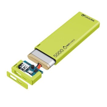 Външна батерия/power bank Cellular Line FreePower Slim, 5000 mAh, зелена, 1x USB Type A, зарежда се бързо и ефективно | JAR Computers Cellular Line FreePower Slim