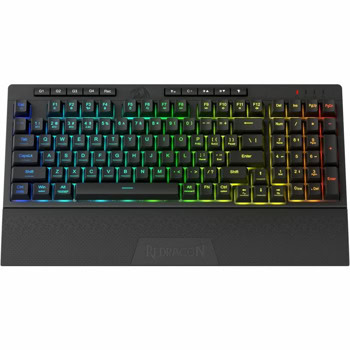 Клавиатура Redragon Shiva Pro, безжична/жична, механична, гейминг, RGB подсветка, 5 мултимедийни клавиша, 4 програмируеми MACRO клавиша, черна, Bluetooth, USB | JAR Computers Redragon Shiva Pro K515RGB-PRO