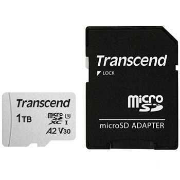 Карта памет 1TB microSDXC с адаптер, Transcend USD300S (TS1TUSD300S-A), UHS-I U3 V30, скорост на четене до 100MB/s, скорост на запис до 85MB/s | JAR Computers Transcend USD300S 1TB microSD adapter TS1TUSD300S
