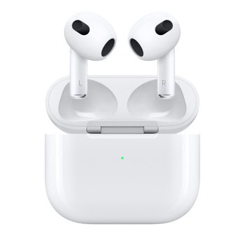 Слушалки Apple AirPods (3rd generation), безжични, Bluetooth 5.3, микрофон, IPX4 защита, Adaptive EQ, Personalised Spatial Audio, до 6 часа време на работа, бели | JAR Computers Слушалки Apple AirPods (3rd generation) MPNY3ZM/A