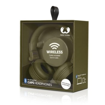 Слушалки Fresh n Rebel Caps Wireless Headphones Army, Bluetooth, микрофон, 20Hz - 20kHz, зелени | JAR Computers Caps Wireless Headphones Army
