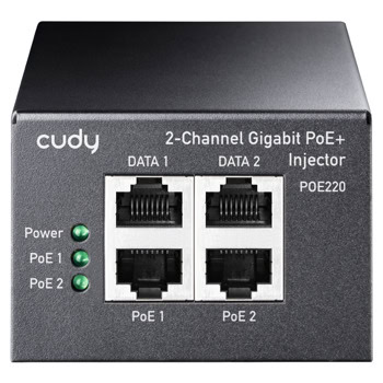 PoE инжектор Cudy POE220, 1000 Mbps, 2x LAN (RJ-45), 2x LAN PoE+, 2x 30W | JAR Computers Cudy POE220