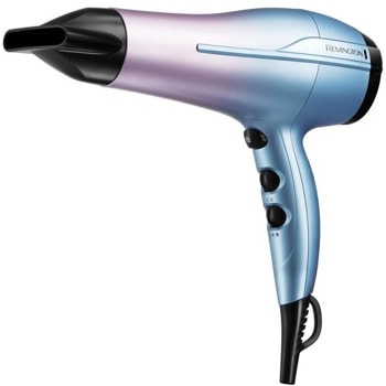 Сешоар Remington D5408 E51 Mineral Glow, 2200W, 3 степени на температура, 2 степени на скорост, йонна система, керамична решетка, син | JAR Computers Remington D5408 E51 Mineral Glow