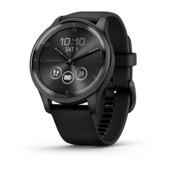 Смарт часовник Garmin Vivomove Trend Slate, хибриден, Liquid crystal дисплей, 25.6 мм x 18.8 мм (1.01" x 0.74"), до 5 дни време на работа, Bluetooth, пулсомер, следене на съня, профили за бягане, черен | JAR Computers смарт часовник Garmin vivomove Trend 010-02665-00