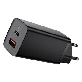 Зарядно устройство Baseus GaN 2 Lite (CCGAN2L-B01), от контакт към 1x USB(ж)/1x USB-C(ж), 20V/3.25A, черно, 65W | JAR Computers Baseus CCGAN2L-B01