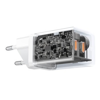 baseus gan5 pro fast dual usb-c 40w бял