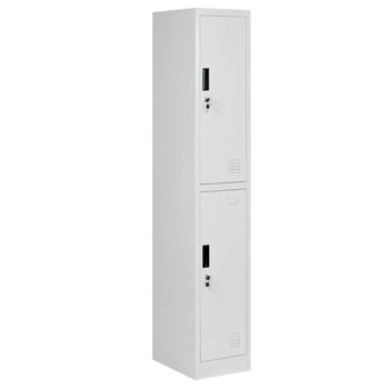 Метален шкаф Carmen CR-1257 L, 2x рафтове, 2x шкафове, прахово боядисан, заключване, вентилационен отвор, лост за закачалки, метален, сив image