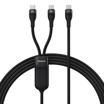 Кабел Baseus CASS060001, от USB C(м) към 2xUSB C(м), 1.5m, 100W, черен | JAR Computers кабел baseus USB C м to 2xUSB C м 1.5m black