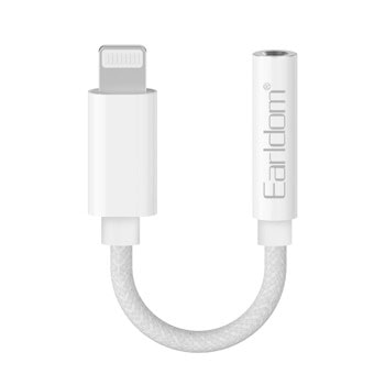 Преходник Earldom ET-OT68, от Lightning(м) към Jack 3.5mm(ж), бял | JAR Computers Преходник Earldom ET-OT68