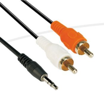 Кабел VCom CV212, 3.5mm Jack(м) към 2x RCA Chinch(м), 5m, черен | JAR Computers VCom CV212-5m 3.5mm Jack(м) към 2x Chinch(м) 5m