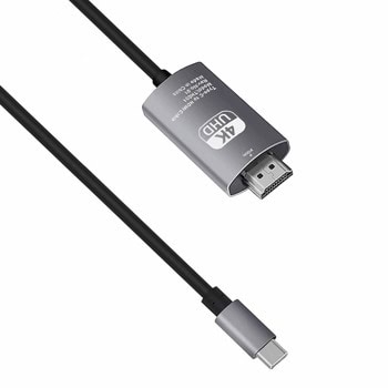 кабел detech usbc to hdmi 2.m gray