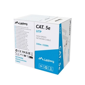 Кабел Lanberg LCU5-11CU-0100-S, UTP, Cat.5e, 100m, сив | JAR Computers Lanberg LCU5-11CU-0100-S