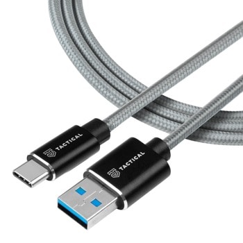 Кабел Tactical Fast Rope Kevlar, от USB-A(м) към USB-C(м), 0.3m, 15W, сив image