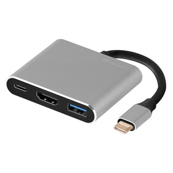 Докинг станция Tracer TRAPOD46847, от USB-C към 1x USB-C(PD), 1x USB-A, 1x HDMI, сива | JAR Computers Докинг станция Tracer TRAPOD46847