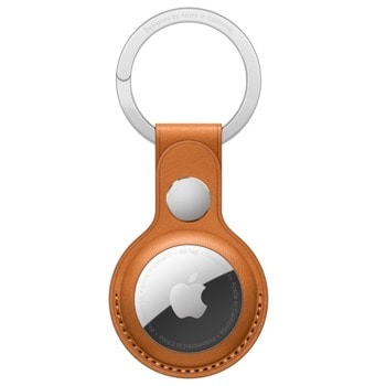 Apple AirTag Leather Key Ring - Golden Brown