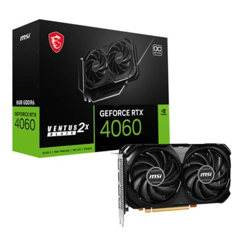 Видео карта Nvidia GF RTX 4060, 8GB, MSI Ventus 2X Black OC, PCI-E 4.0, GDDR6, 128-bit, DisplayPort, HDMI | JAR Computers MSI GeForce RTX 4060 VENTUS 2X BLACK 8GB OC