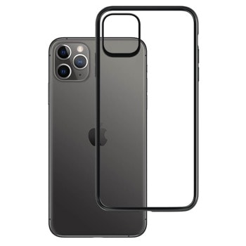 Калъф за Apple iPhone 11 Pro Max, термополиуретанов, 3МК Satin Armor Case, удароустойчив, прозрачен с черна рамка image