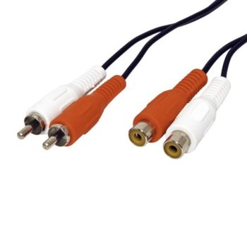 Кабел Roline 11.99.4326, от 2x RCA(м) към 2x RCA(ж), 5 m, черен | JAR Computers ROLINE 11.99.4326