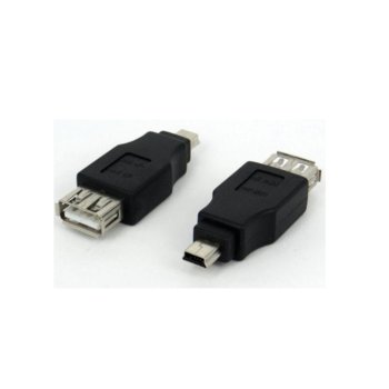 Преходник, от USB A(ж) към USB Mini B(м), черен image