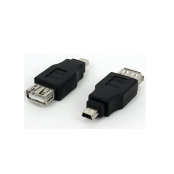 Преходник, от USB A(ж) към USB Mini B(м), черен | JAR Computers USB A(ж) към USB Mini B(м)