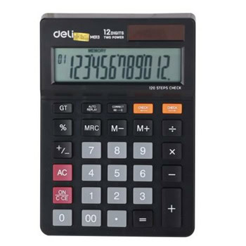 Калкулатор Deli Smart EM01320, 12 разряден дисплей, настолен, Memory, Correct, Check 120 steps, Auto reply, %, GT, черен | JAR Computers Deli Smart EM01320