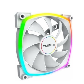 Вентилатор 120mm, Montech AX120 PWM, 4-pinm, 1600rpm, ARGB подсветка, бял | JAR Computers Montech AX120 PWM White AX120-PWM-WH