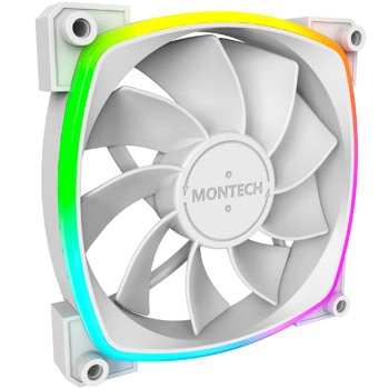 Вентилатор 120mm, Montech RX120 PWM, 4-pin, 1600rpm, ARGB подсветка, бял | JAR Computers Montech RX120 PWM White RX120-PWM-WH