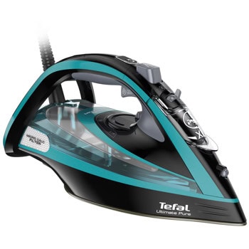 Парна ютия Tefal FV9844E0, 60 г/мин непрекъсната пара, 20 г/мин парен удар, плоча Durilium Airglide Autoclean, анти калк филтър, 3200W, черна | JAR Computers Ютия Tefal FV9844E0