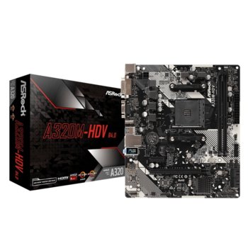 Дънна платка ASRock A320M-HDV R4.0, A320, AM4, PCIe (HDMI&DVI-D&D-Sub), 4x SATA3 6.0 Gb/s, 1x Ultra M.2 Socket, 4x USB 3.1, micro ATX | JAR Computers ASRock A320M-HDV R4.0