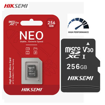 Карта памет 256GB MicroSDXC с адаптер, Hiksemi V30, UHS-I, скорост на четене до 92MB/s, скорост на запис до 50MB/s | JAR Computers Карта памет Hiksemi 256GB HS-TF-C1
