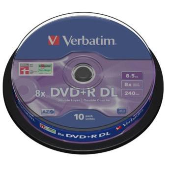 Оптичен носител DVD+R D.L., 8.5GB, Verbatim 00051, 8x, 10бр. | JAR Computers Verbatim DVD+R D.L. 8.5Gb./8X - 10 бр. 00051