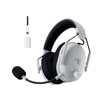 Слушалки Razer BlackShark V3 Pro, безжични/жични, Bluetooth, USB, Jack 3.5mm, микрофон, гейминг, Hybrid ANC шумопотискане, THX Spatial Audio, 50mm Razer TriForce Bio-Cellulose Gen-2 говорители, бели | JAR Computers Razer BlackShark V3 Pro White RZ04-05400200-R3M1