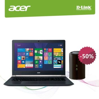 Лаптоп 17.3" (43.94 cm) Acer Aspire VN7-791G (NX.MTHEX.005) в пакет с рутер D-Link DIR-850L, четири-ядрен Intel Core i7-4720HQ 2.6/3.6GHz, IPS панел, FULL HD LED Display & GeForce GTX 860M 4GB (HDMI), 8GB, 2TB, 2x USB3.0, Windows 8.1, 3.0kg, 2г. гаранция | JAR Computers 17.3 Acer Aspire VN7-791G NX.MTHEX.005 DIR-850L