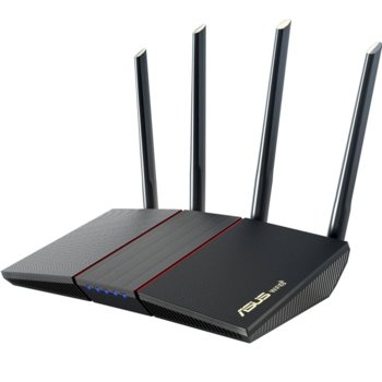 Рутер Asus RT-AX55 AX1800, 1775 Mbps, 2.4GHz(574Mbps)/5GHz(1202Mbps), Wireless AX, 4x RJ-45, 4x външни антени image