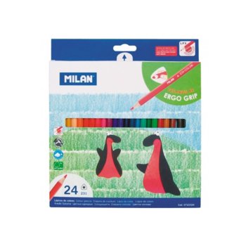 Цветни моливи триъгълни Milan 24 броя дълги