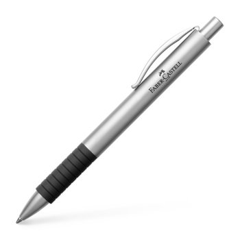 Химикалка Faber-Castell Basic, 0.8 mm дебелина на писане, черен цвят на писане, сребриста | JAR Computers Химикалка Faber-Castell метална матова