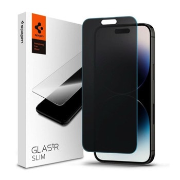 Протектор от закалено стъкло /Tempered Glass/ за Apple iPhone 14 Pro, прозрачен | JAR Computers Spigen Glass.Tr Slim Privacy за iPhone 14 Pro