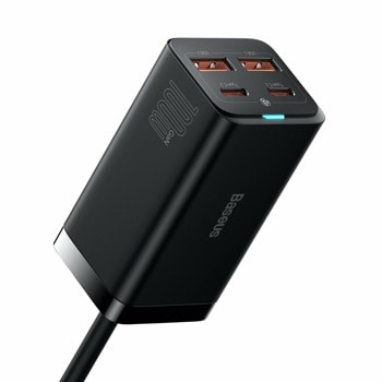 Зарядно устройство Baseus GaN3 Pro (CCGP000101), от контакт към 2x USB(ж), 2x USB-C(ж), 20V/5A, 100W, черно | JAR Computers Baseus GaN3 Pro CCGP000101 100W