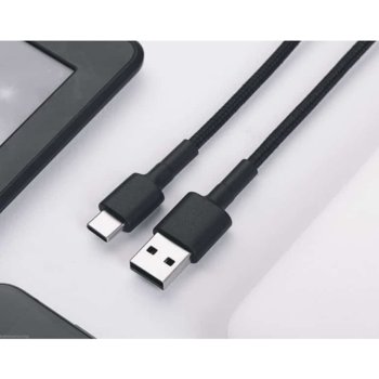 Кабел Xiaomi, от USB-A(м) към USB-C(м), 1m, черен | JAR Computers Кабел Xiaomi USB-C 100cm с оплетка 31202