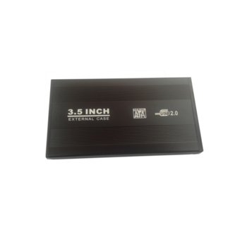 Кутия 3.5" (8.89 cm) за 3.5" (8.89 cm) HDD, SATA, USB 2.0, алуминиева, черна | JAR Computers HDD Case SATA USB 2.0 3.5