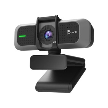 Уеб камера j5create JVU430, 4K Ultra HD/30fps, 8MP, два микрофона, въртене на 360 градуса, USB-C, черен image