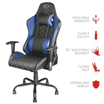 Trust GXT 707B Resto Gaming Chair - Blue + GXT 260