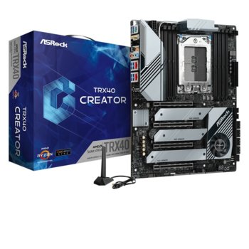 Дънна платка ASRock TRX40 Creator, TRX40, sTRX4, DDR4, PCI-E 4, SLI&CFX, 8x SATA 6Gb/s, 3x Ultra M.2 Socket, USB 3.2 Gen2 Type-C Por, Wi-Fi, Bluetooth, ATX | JAR Computers ASRock TRX40 Creator