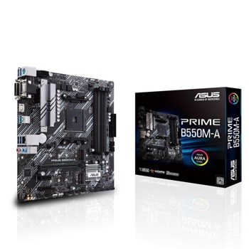 Дънна платка ASUS PRIME B550M-A, B550, AM4, DDR4, 1x PCIe 4.0, (HDMI&DVI&VGA), 4x SATA 6Gb/s, 2x M.2, 2 x USB 3.2 Gen Type-A, mATX | JAR Computers ASUS PRIME B550M-A 90MB14I0-M0EAY0