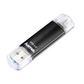 Памет 128GB USB Flash Drive, Hama "Laeta Twin" Flash Pen 124001, USB 3.0/micro USB Type B(м)(OTG), черна | JAR Computers HAMA Laeta Twin